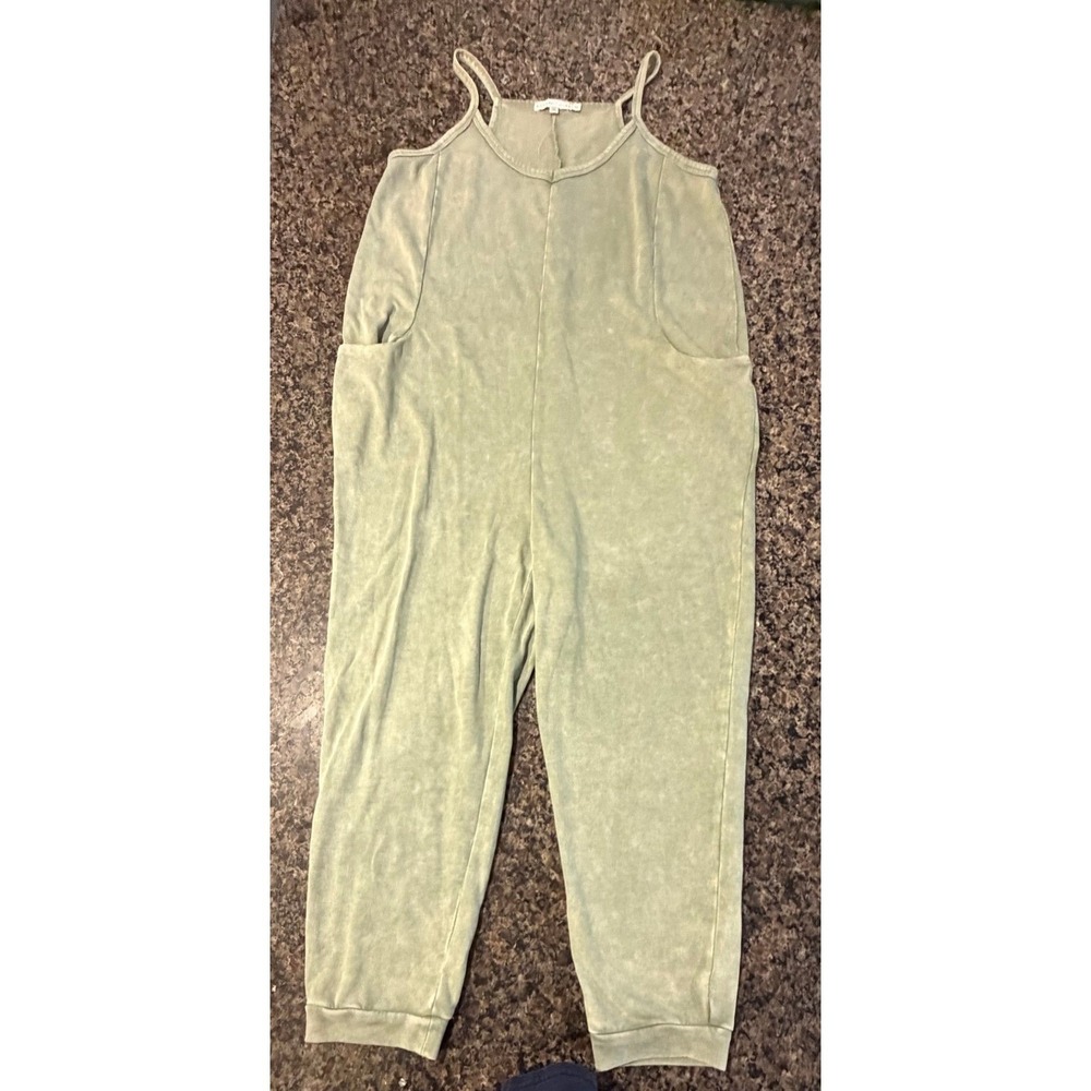 Sincerely Jules Womens Sage Green Acid Wash French Terry Jumpsuit‎ JA724974 Med
